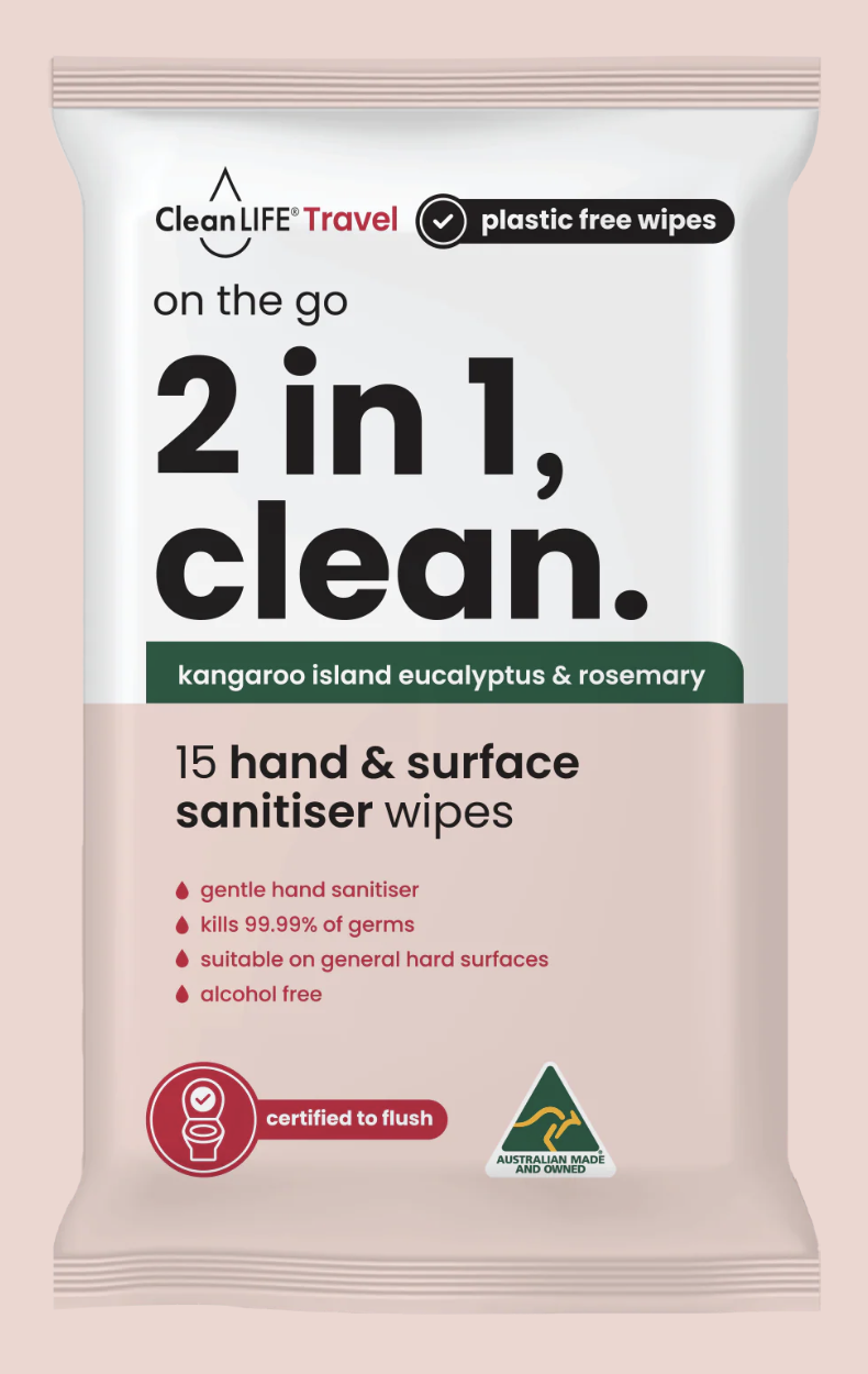 2 in 1, clean. flushable wipes