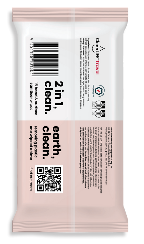 2 in 1, clean. flushable wipes